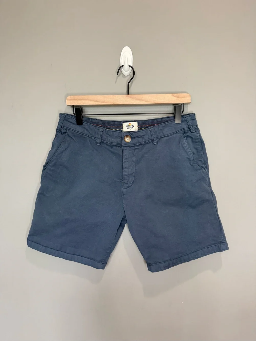 Marine Layer Organic Cotton Stretch Chino Shorts Blue Men’s 32 7” Inseam